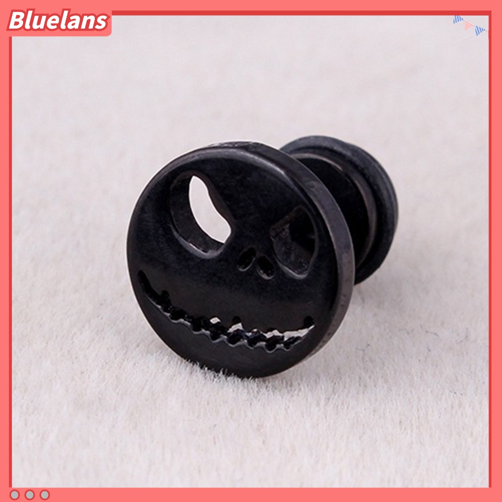 Bluelans Anting Stud Tindik Desain Tengkorak Halloween Bahan Titanium Steel Untuk Pria Dan Wanita
