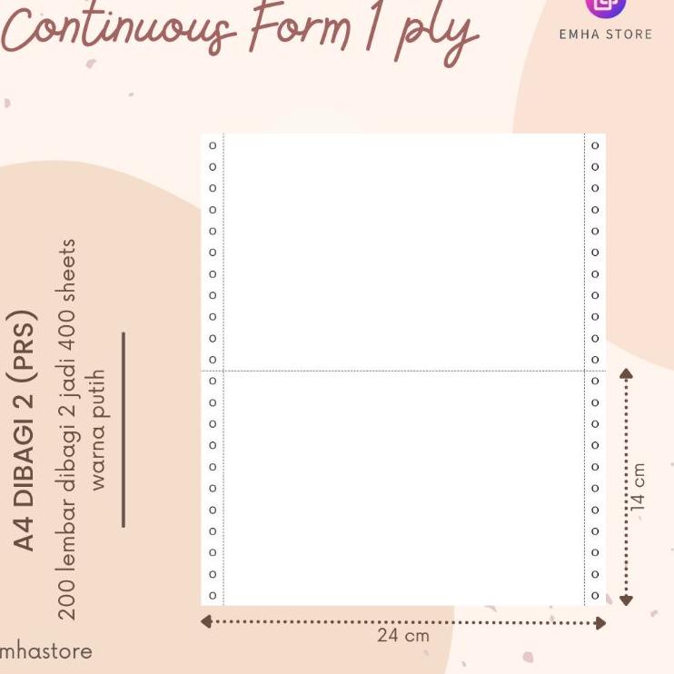 

43 Kertas Continuous Form Struk PPOB PLN A4 Dibagi 2 1 Ply 200 Lembar ❅➝ ➯