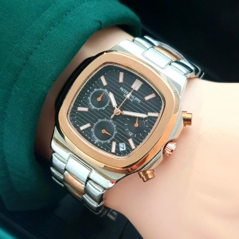 Kesukaan Pria Jam Tangan Patek Philipe Chronograph Tanggal Aktif Jam Tangan Stainliss Steel