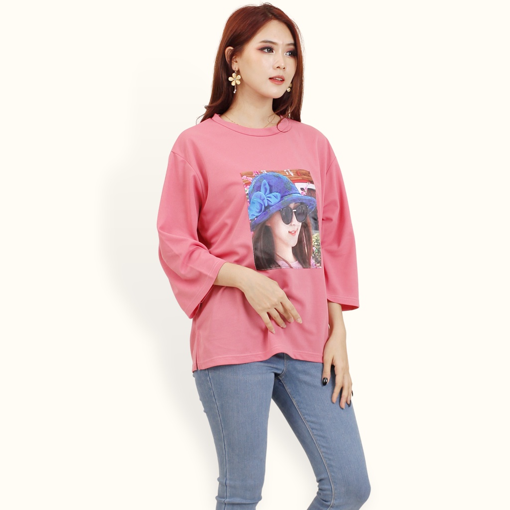 Kaos oversized Lengan panjang wanita Gaya Korea print DTF - XSHOP Kristabel