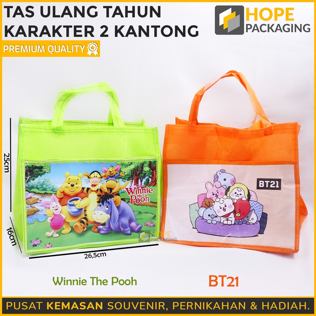 Tas Ulang Tahun Promo 2 Kantong Tas Ultah / Goodie Bag Ultah / Souvenir Ultah / Spunbond