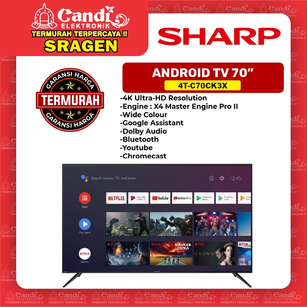 SHARP Android Tv 70 Inch 4k Uhd Tv - 4T-C70CK3X