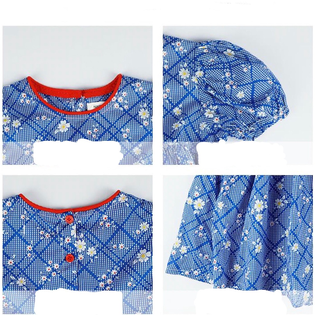 Dress Anak Perempuan Import Motif Sunflower Biru