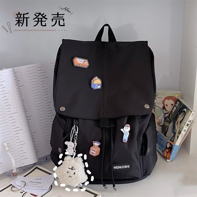 ▧♛Sera impor Jepang Harajuku jalan perkakas ransel pria versi Korea dari retro tas sekolah ransel berkapasitas besar untuk siswa perempuan