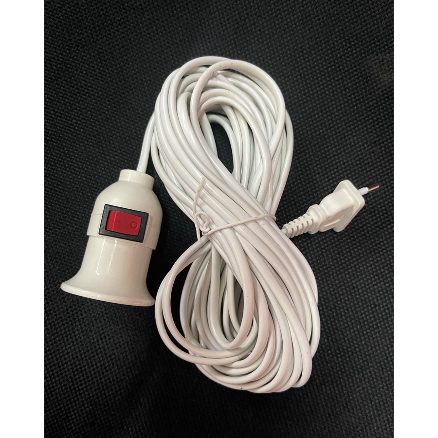 Fitting Fiting Gantung Lampu E27 + Kabel 10 Meter 10M + Saklar On Off
