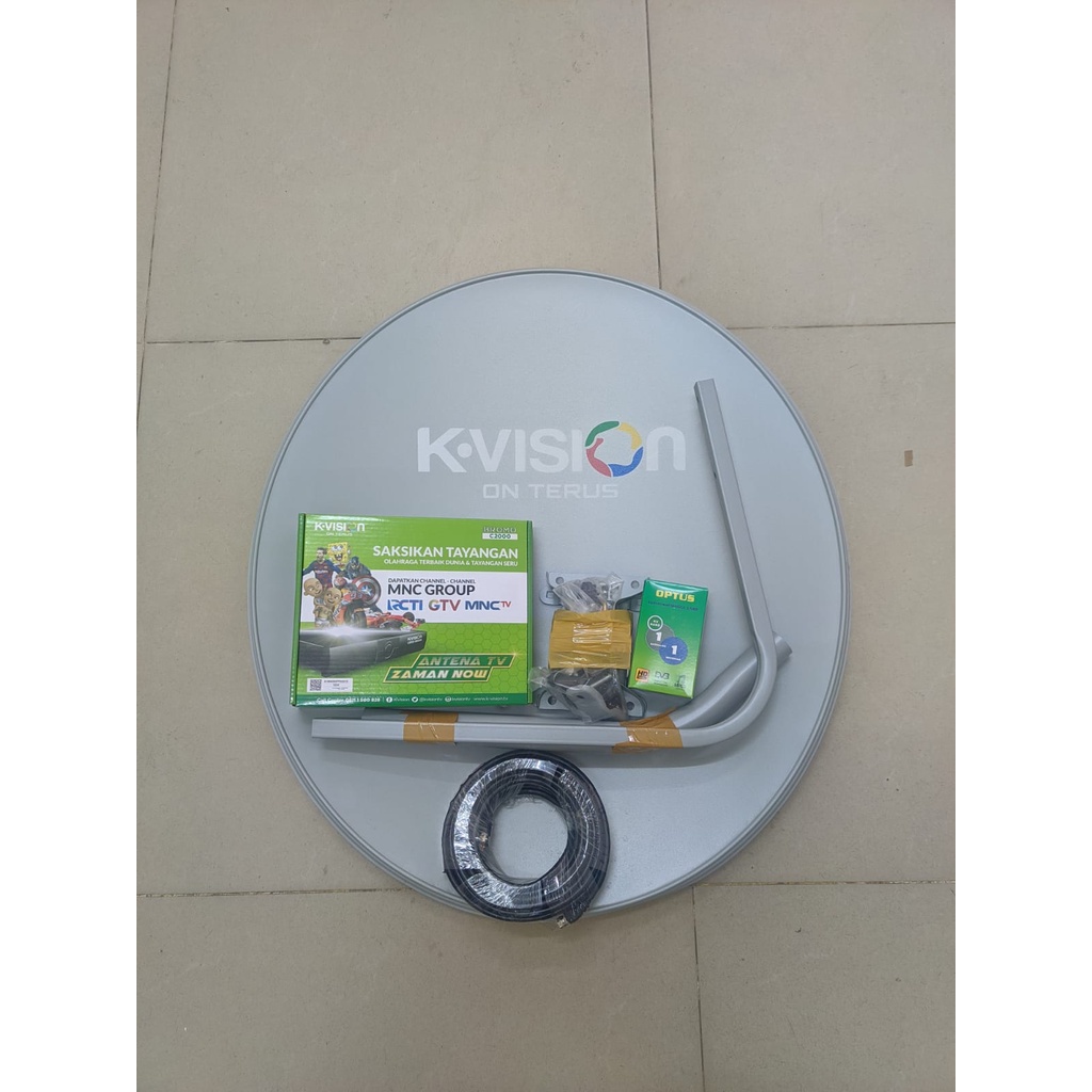 SATU SET LENGKAP PAKET ANTENA DISH PARABOLA MINI KVISION ABU ODU 60CM ( SOLID )