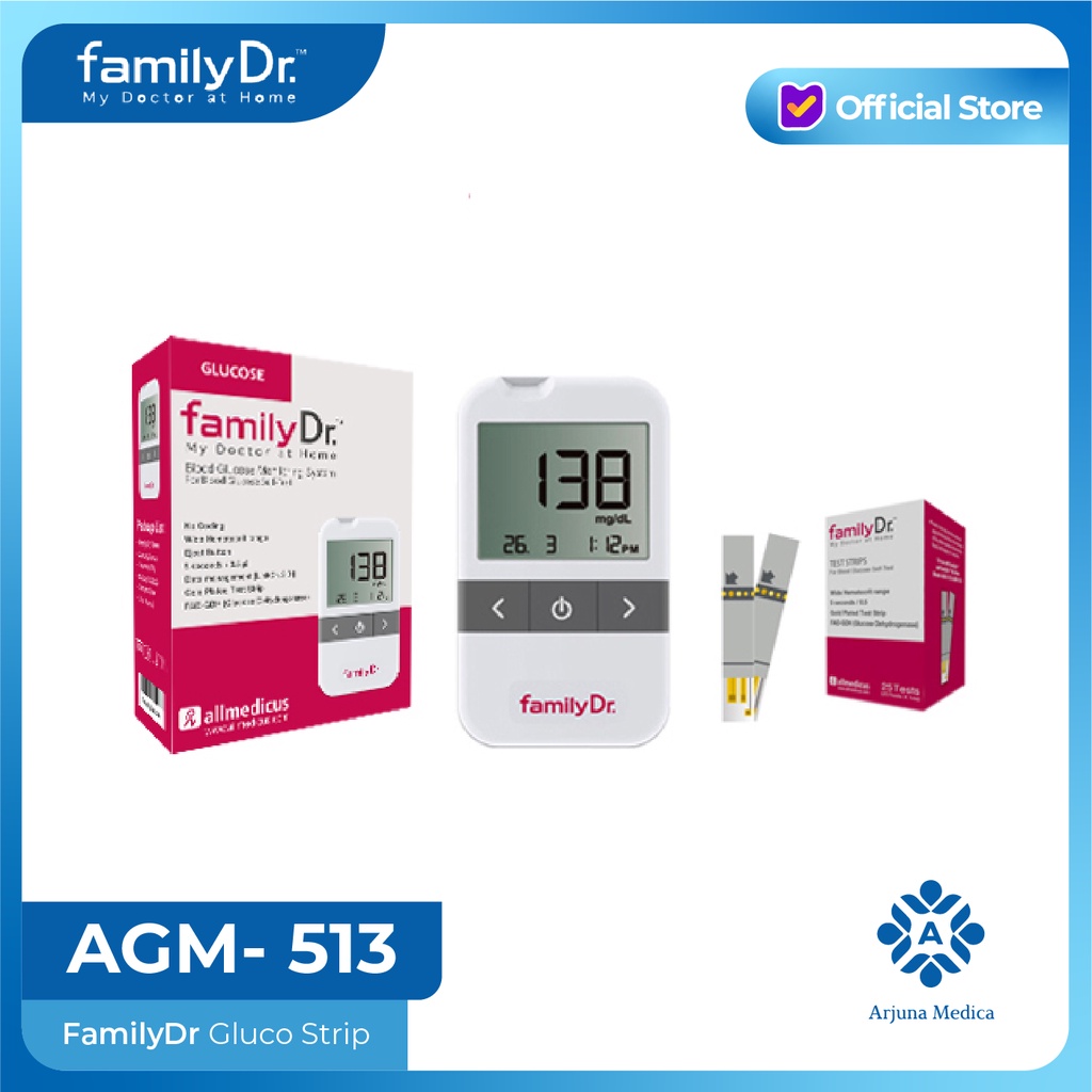 FamilyDr. Glucose AGM- 513 | FamilyDr Gluco Meter Alat | FamilyDr Gluco Strip (25T)