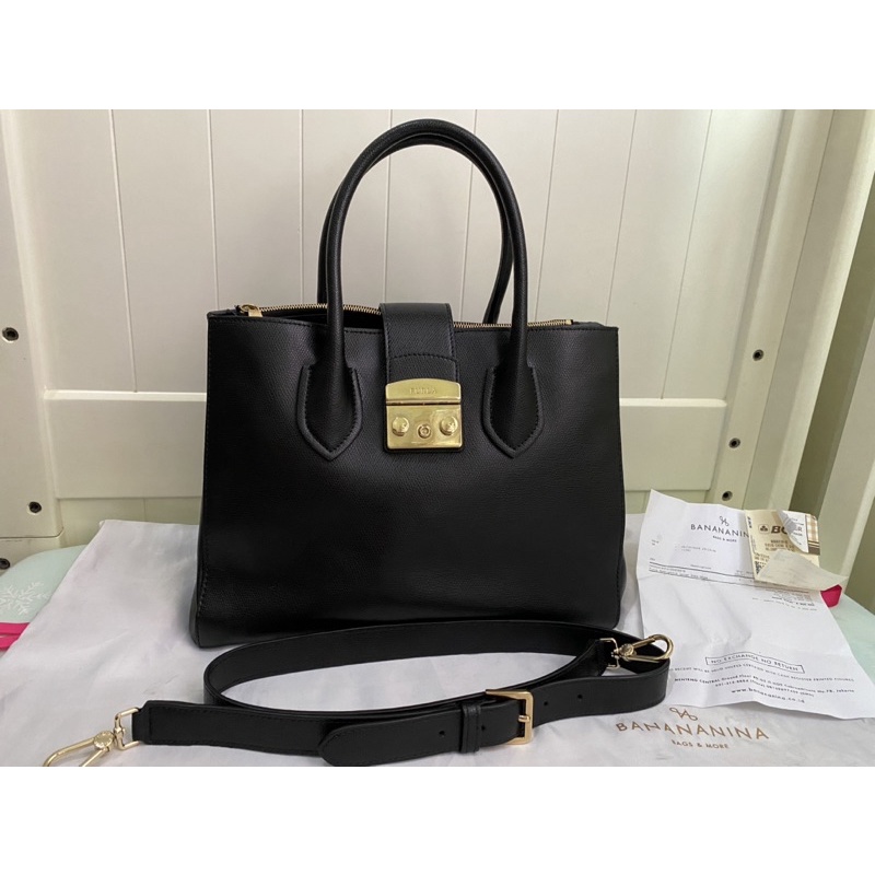 preloved furla metropolis large tote onyx authentic
