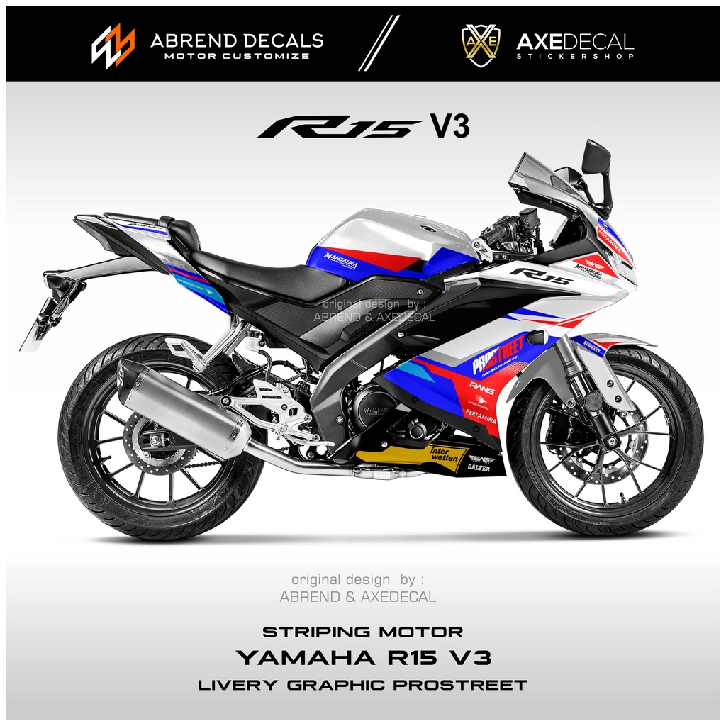 Jual STRIPING YAMAHA R15 V3 PROSTREET MANDALIKA RACING / STIKER MOTOR ...