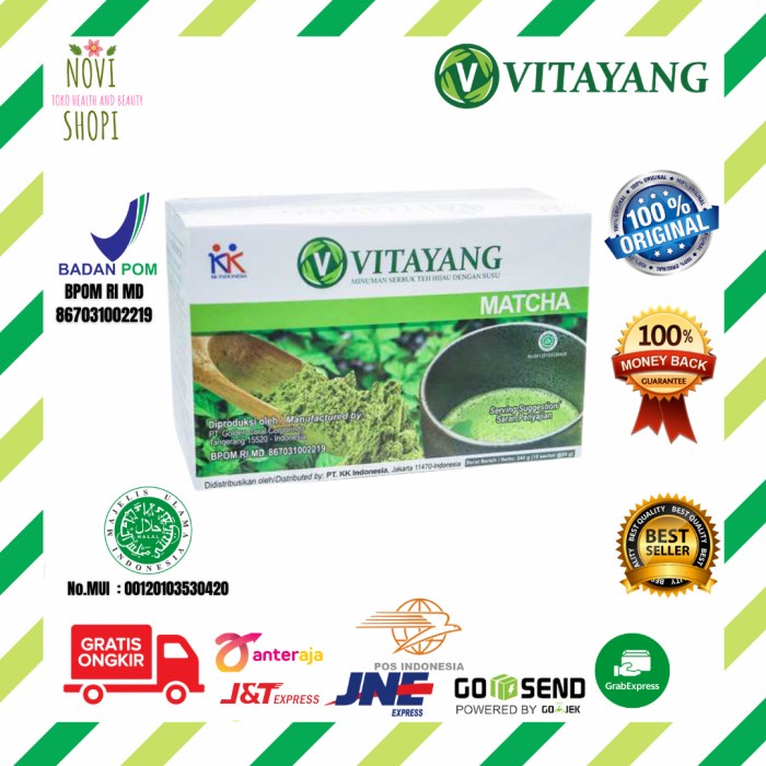 

ORIGINAL MURAH Minuman Teh Hijau ber-Klorofil Diet Alami Vitayang Matcha - 1 Box