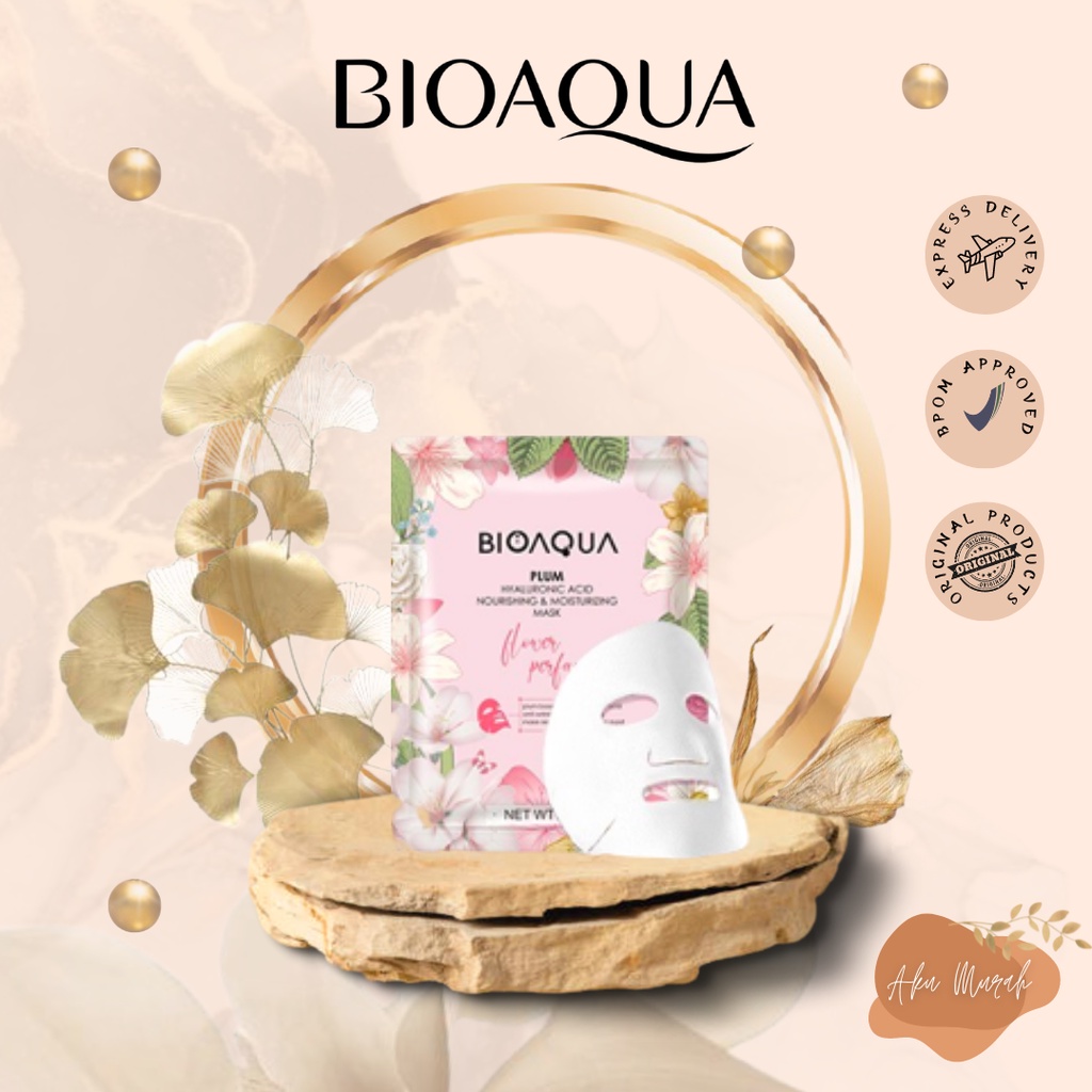 ✨ AKU MURAH ✨BIOAQUA ''Plum Hyaluronic Acid Nourishing &amp; Moisturizing'' Sheet Mask Masker Wajah Flowers