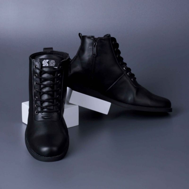 ORIGINAL - Oxford High FULL BLACK Terbaru | Sepatu Formal Pria Pantofel Tinggi Sleting Hitam Kulit Stylish Premium | Sepatu Distro Mils Premium Exclusive Modern | Sepatu Pantopel Fox Zipper Kasual Santai Kerja Kantor Series Street