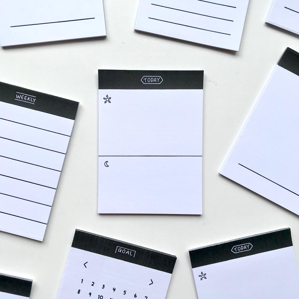 

daily weekly plan notepad/ memopad hitam putih/ memopad aesthetic
