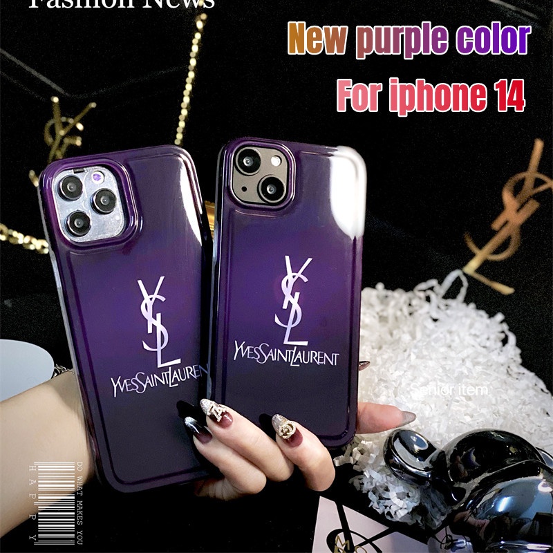 Case Handphone Motif logo Warna Ungu Untuk iphone 14 pro max 12 13 14 plus 12 pro max 13 pro max