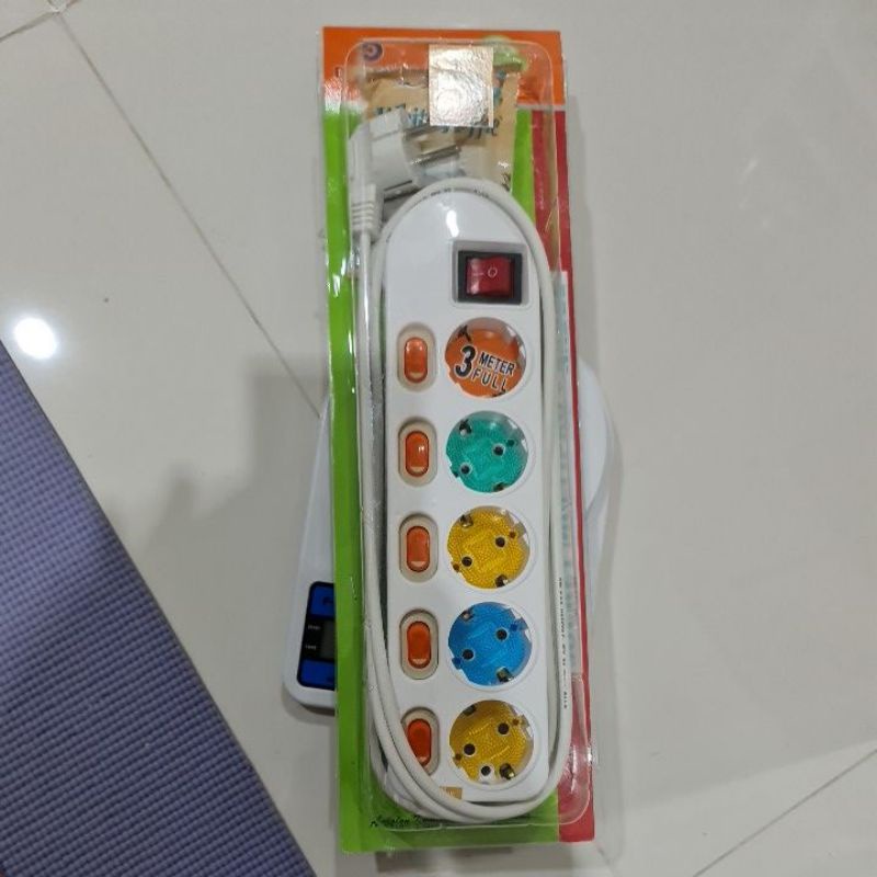 Stop kontak arde multipro/stop kontak 3 lubang+ kabel 5 meter multipro/colokan listrik/