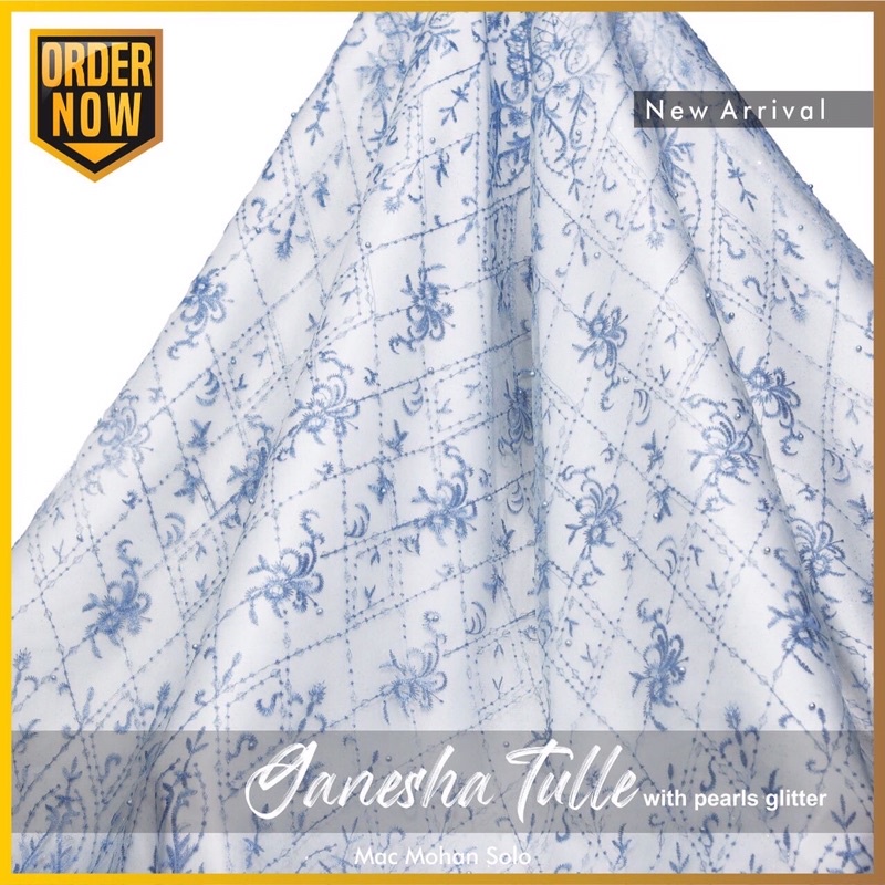 [NEWEST PRODUCT] GANESHA TULLE PEARLS GLITTER WITH RANSTOP MOTIF TERBARU TILE BORDIR ETNIK MUTIARA GLITER PER 0.5M UNTUK KEBAYA SERAGAM BRIDESMAID AMONGTAMU KELUARGA FURING MAXMARA VELVET ROBERTO BY MACMOHAN