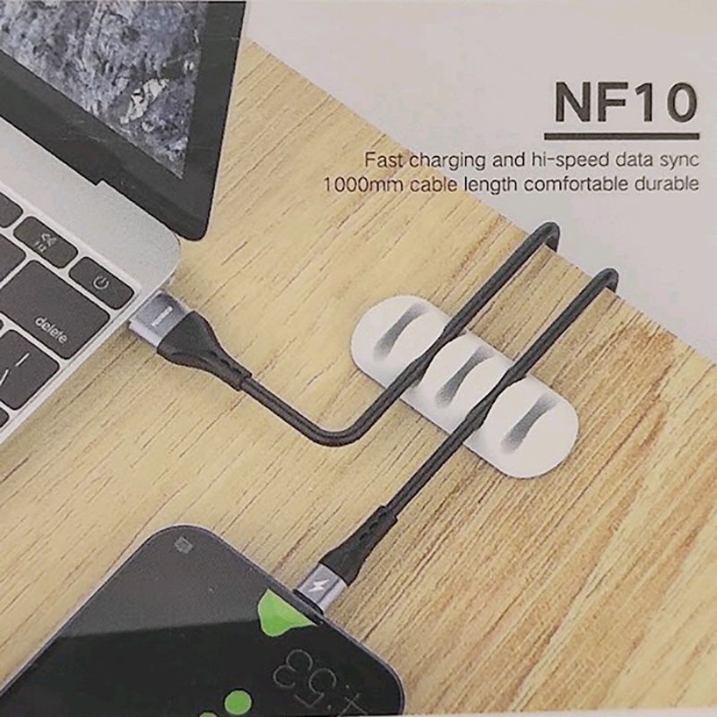 FOOMEE NF10 Cable Charger TYPE-C Fast Charging 2.4A 1M Free Cable Clips