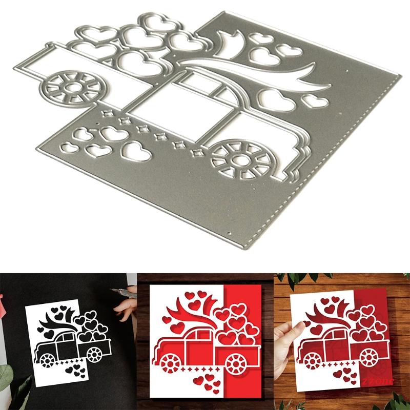 Stensil Cutting Dies Bentuk Mobil Hati Bahan Metal Untuk Scrapbook Album Kartu