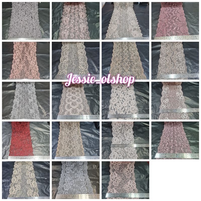 RENDA STRETCH,RENDA KARET,RENDA ELASTIS,RENDA KAOS UKURAN 15CM-20CM (permeter)