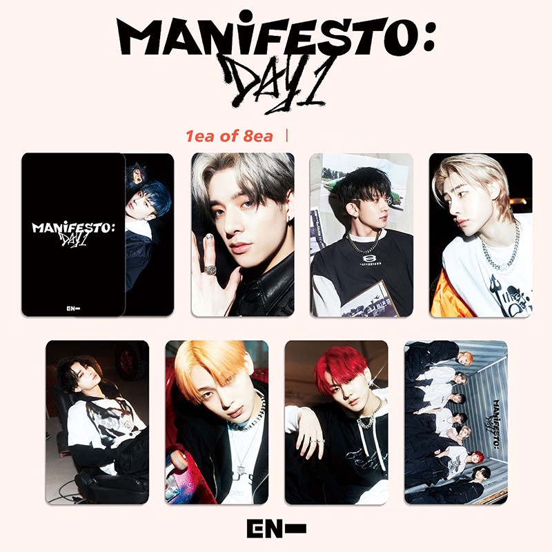 8pcs / set Kartu Pos ENHYPEN Foto MANIFESTO DAY 1 Album Untuk Koleksi