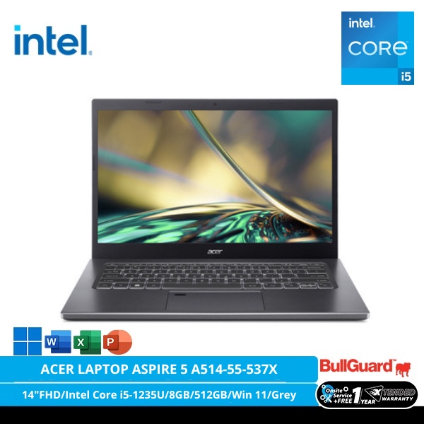 ACER LAPTOP ASPIRE 5 A514-55-537X [14"FHD/Intel Core i5-1235U/8GB/512GB/Win 11/Grey] NX.K5BSN.001