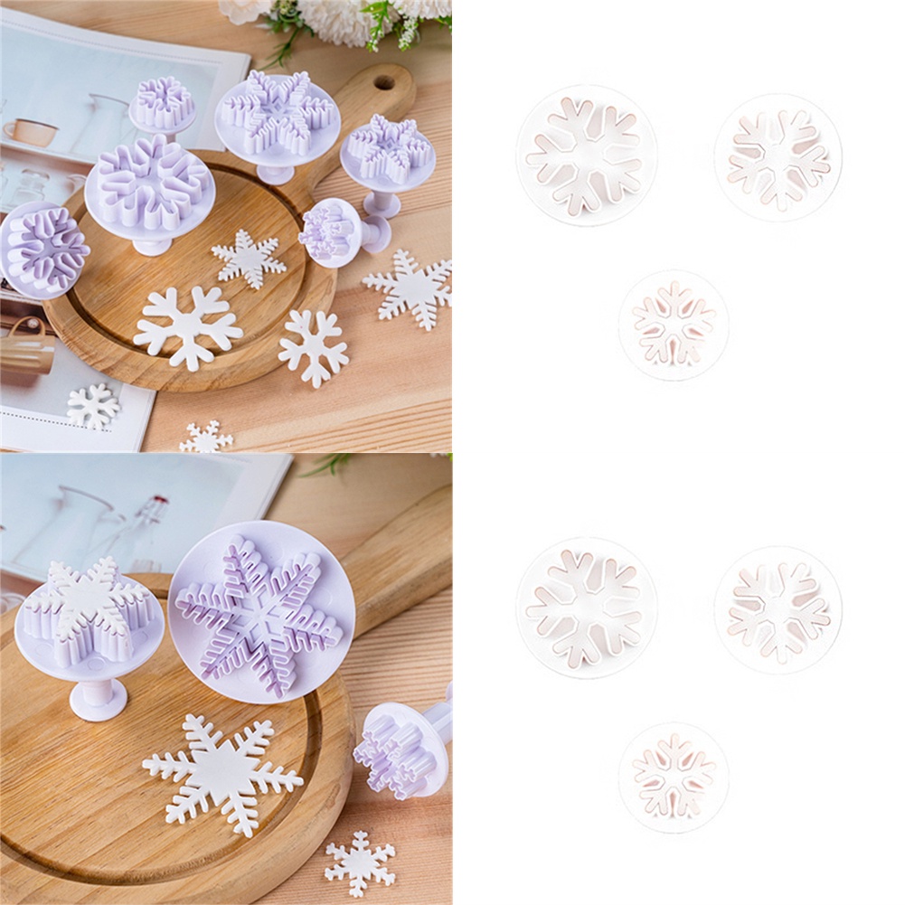 3 Pack Cetakan Kue Kering Fondant Bentuk Snowflake Natal Untuk Rumah Tangga