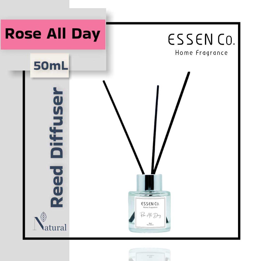 Essen Co Reed Diffuser Aromatherapy Rose All Day Pengharum Pewangi Ruangan Aromaterapi Bunga Mawar 50ml