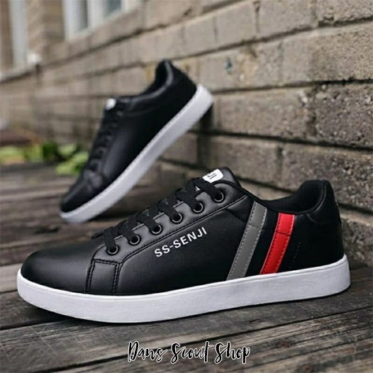 Sepatu Senji Flat Sneakers Pria Dua Garis Sepatu Casual Pria Trendy