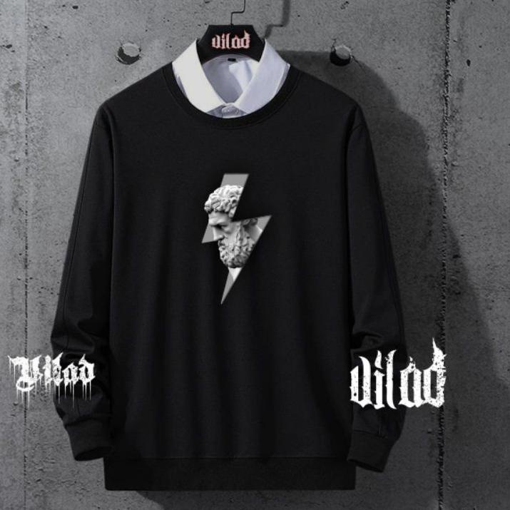 Harga Bersahabat D'CUANIN Crewneck Black Gambar Series Terbaru . crewneck pria distro . sweater anim