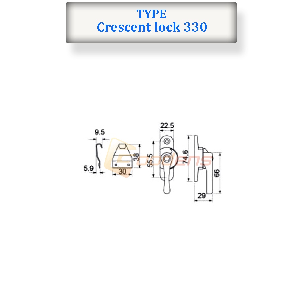 Dekson Crescent Lock 330 Kunci Jendela Aluminium