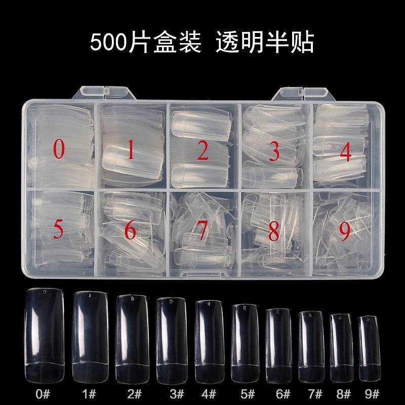 KUKU PALSU FRENCH DENGAN BOX / Nails Acrylic Half French False Nail Art Tips Acrylic UV Gel Manicure Tip / Half Tip Extenton