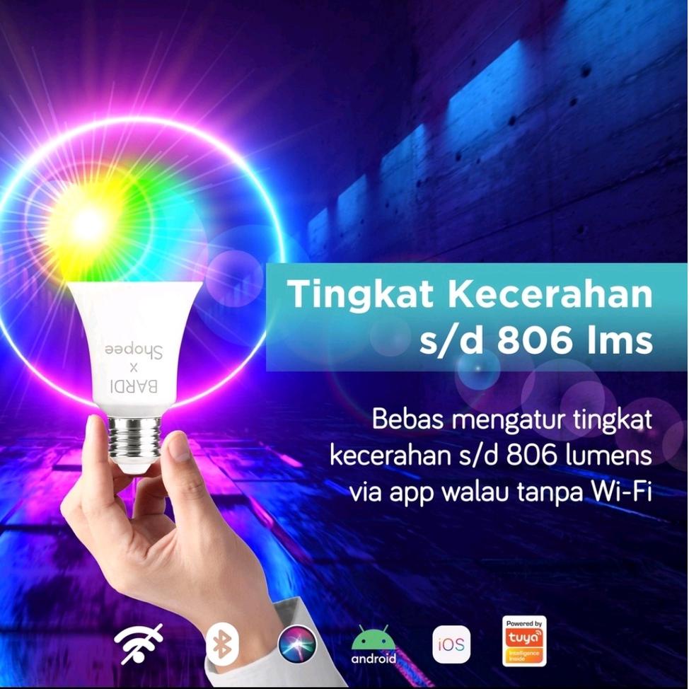 Termurah BARDI LED Smart Bulb 9W RGBWW Bluetooth Lampu Tidur (Tanpa WiFi) K322 Bardi 9W Bluetooth 