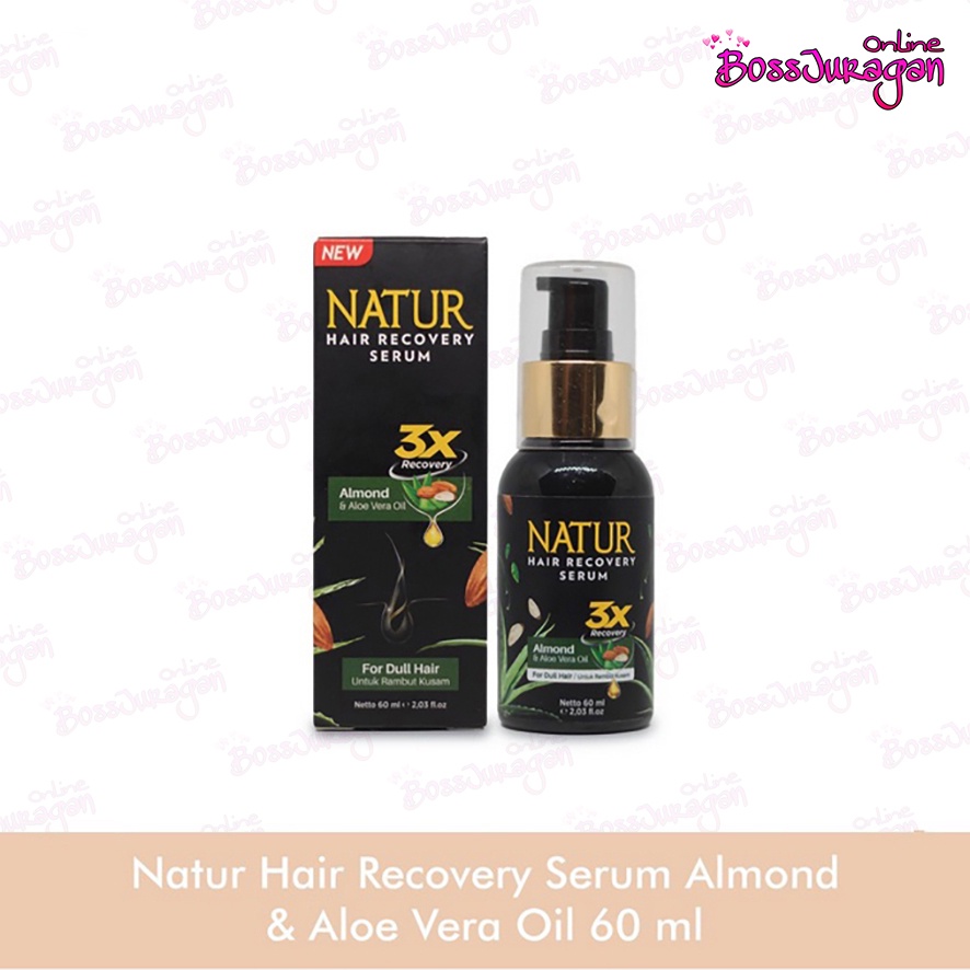 (BOSS) Natur Hair Recovery Serum Almond &amp; Olive Oil 60ml - Almond &amp; Ginseng Oil - Almond &amp; Aloe Vera 60ml