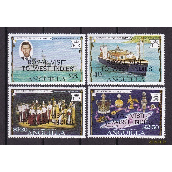 

0555 Perangko Anguilla 1977 Royal Visit To West Indies 4v Mnh