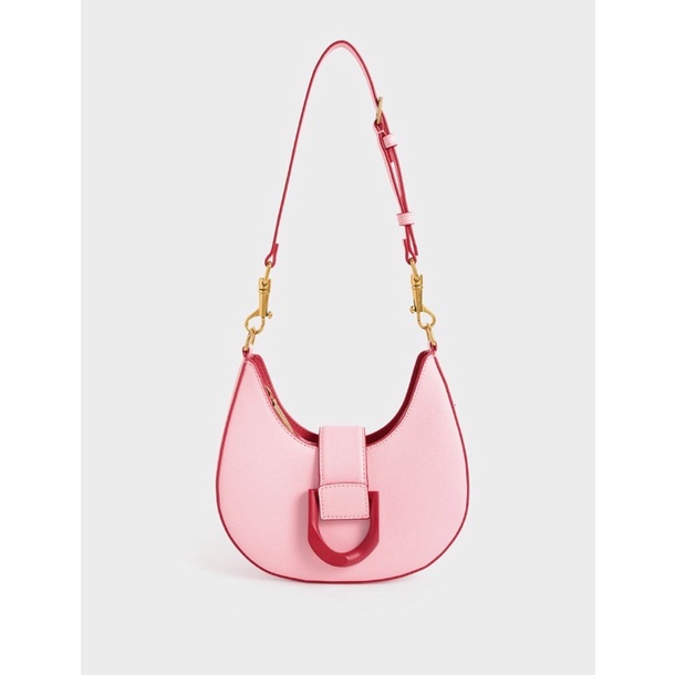 Charles & Keith x Itzy: Gabine Belted Hobo Bag Pink