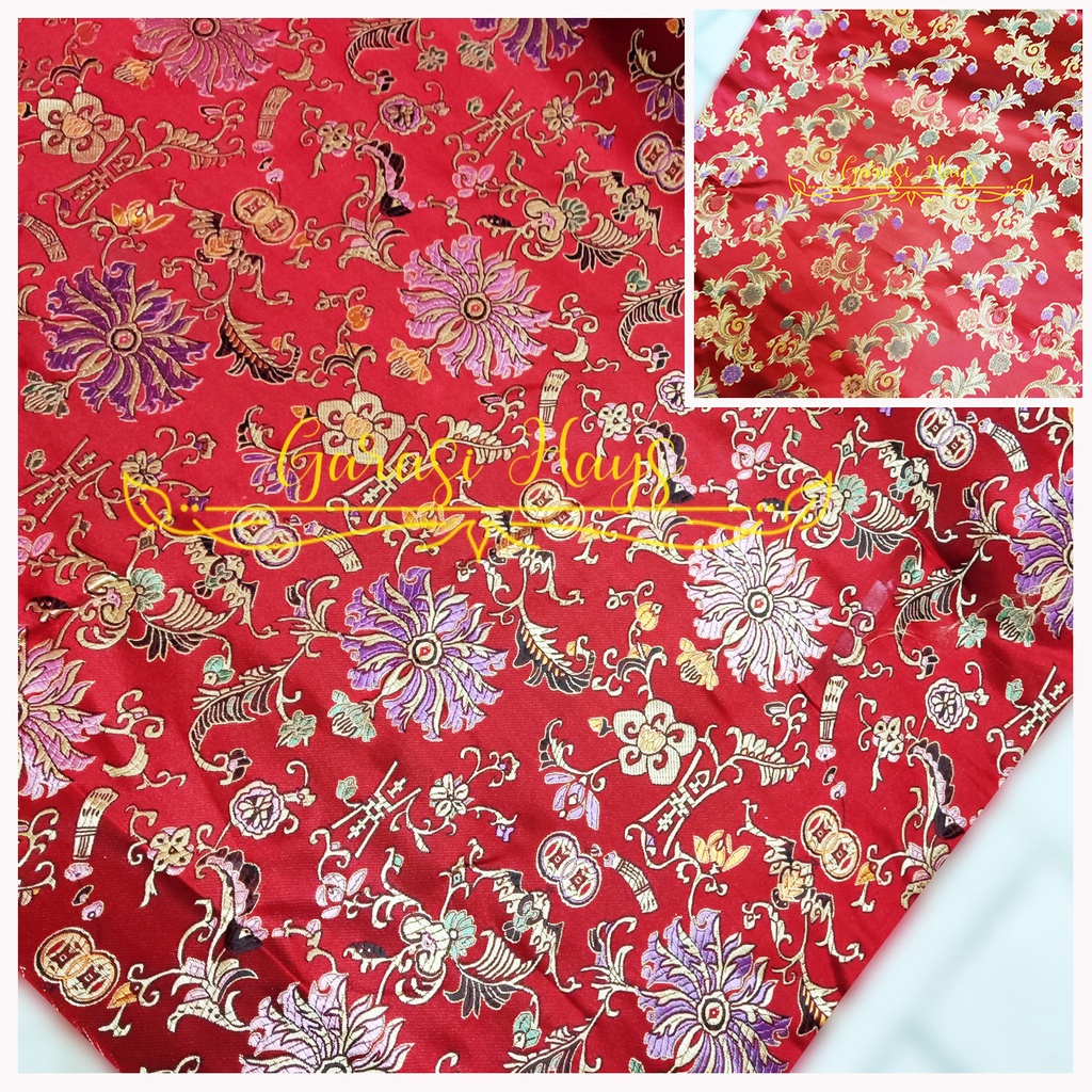 Kain Cheongsam Cheong Sam Jibao China Shanghai Red Merah Motif Batik