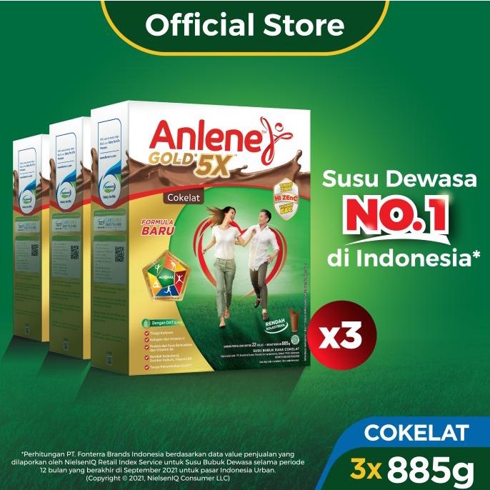 

[ COD ] Anlene Gold 5X Susu Bubuk Cokelat 3 x 885g-Tulang, Sendi & Otot