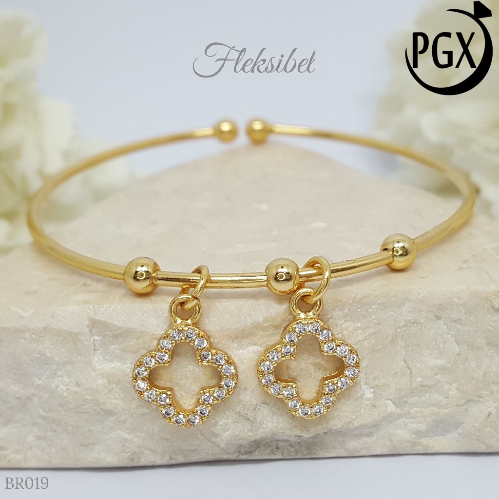 PGX Gelang Bangle Fleksibel Perhiasan Xuping Lapis Emas - BR019