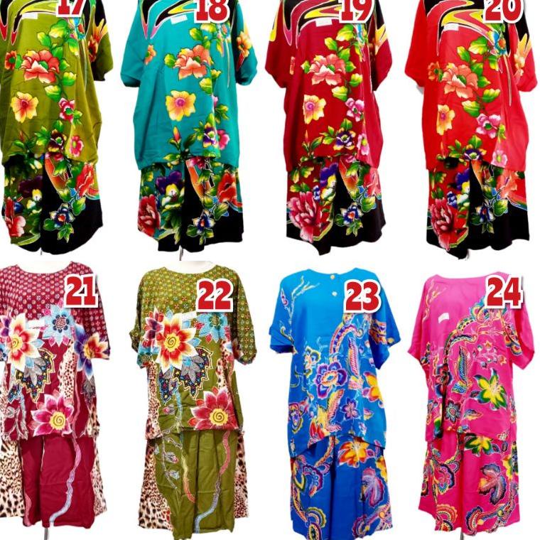 [OMR.18Oc22ˢ] Setelan Baby Doll Baju Tidur Kulot Jumbo Tanpa Kancing Stelan Batik Kencana Ungu Label