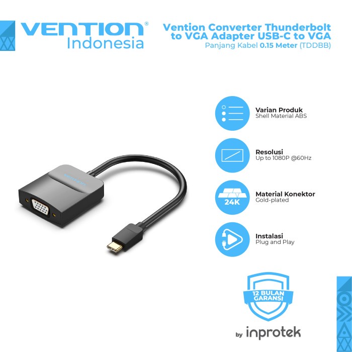 Vention Converter Thunderbolt to VGA Adapter USB-C to VGA - TDD
