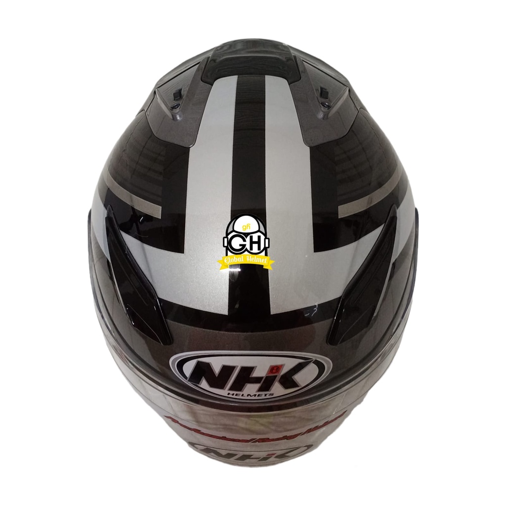 HELM NHK R1 ECTO NHK R-1 BLACK SILVER DOUBLE VISOR ORIGINAL NHK