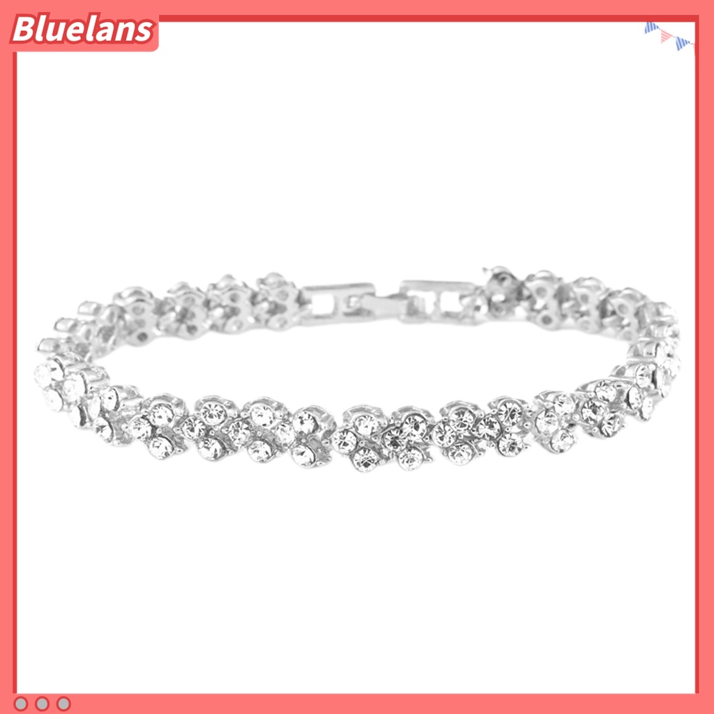 Bluelans Gelang Bentuk Hati Bahan Alloy Aksen Berlian Imitasi Untuk Pengantin