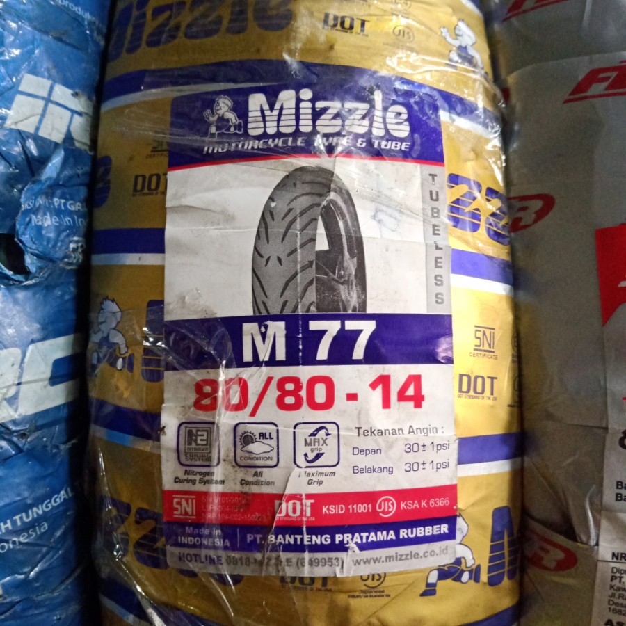 Paketan Ban MIZZLE 80/80-14 & 90/80-14 M 77 TUBELESS MATIC