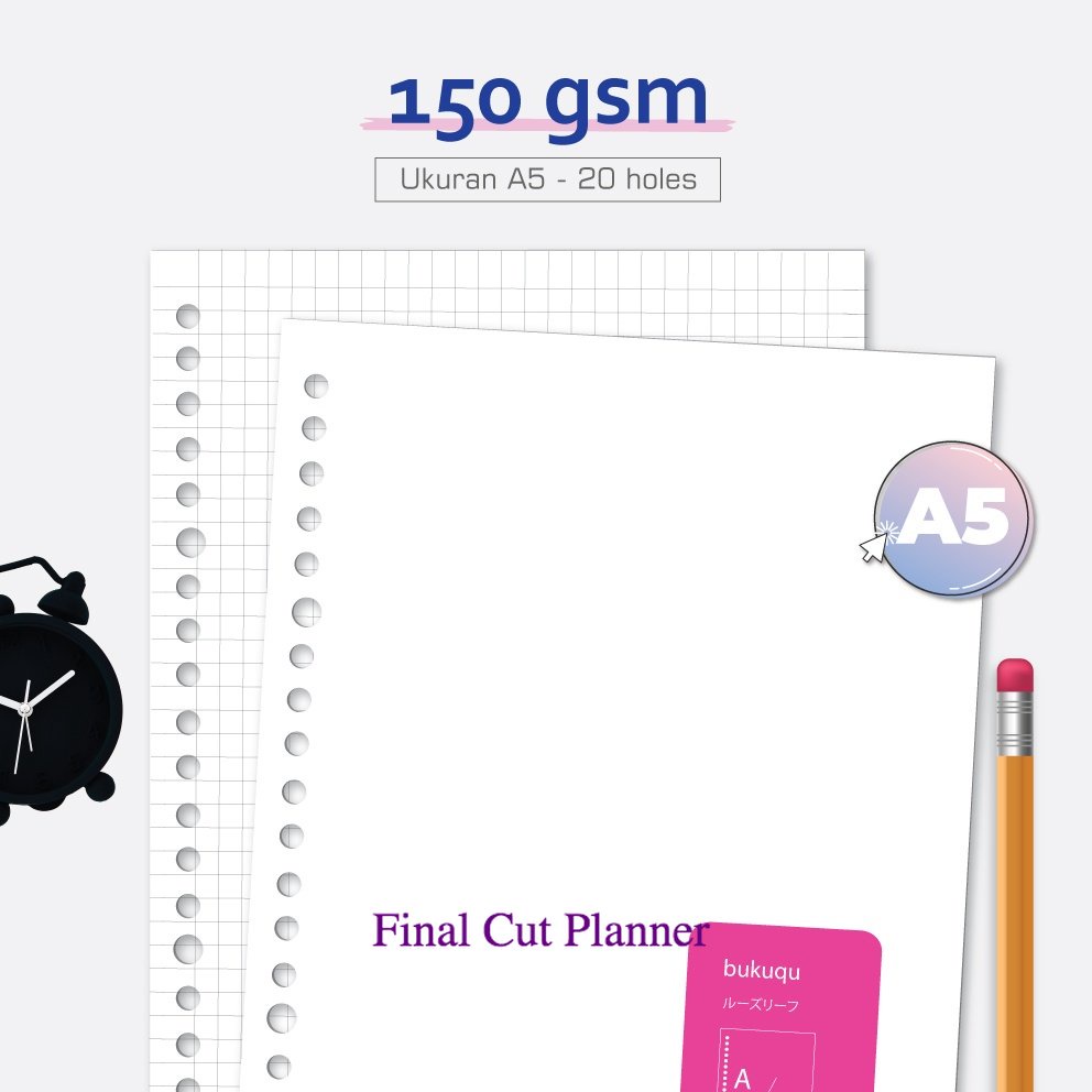 

Loose leaf A5 150 gsm - Kertas Binder 25 lbr/pak .