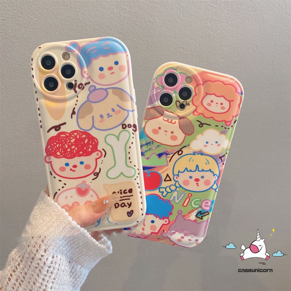 Soft Case TPU Motif Kartun Graffiti Untuk IPhone 11 7 8 Plus 14 Plus 13 12 Pro MAX XR X XS MAX 6 6s Plus SE 2020