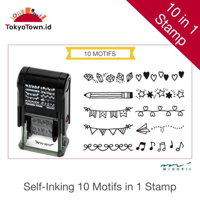 

Hot Sale Midori Stamp 10 In 1 Decoration Motifs Self Inking Bergaransi