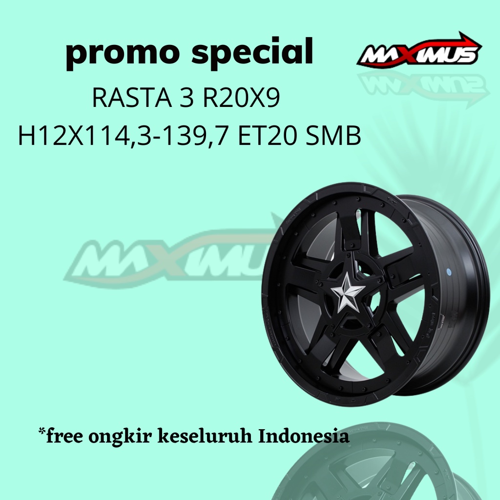 Velg Mobil Ring 20 Nissan Terra Navara Pajero Fortuner RASTA 3 TYPE1 HSR R20 - Bukan Pelek RockStar 