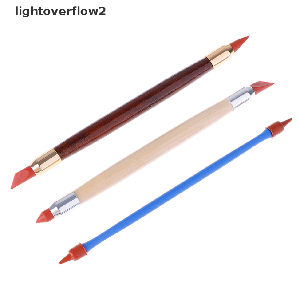 (lightoverflow2) 3pcs / Set Pena Karet Silikon Pembentuk Tembikar / Tanah Liat (ID)