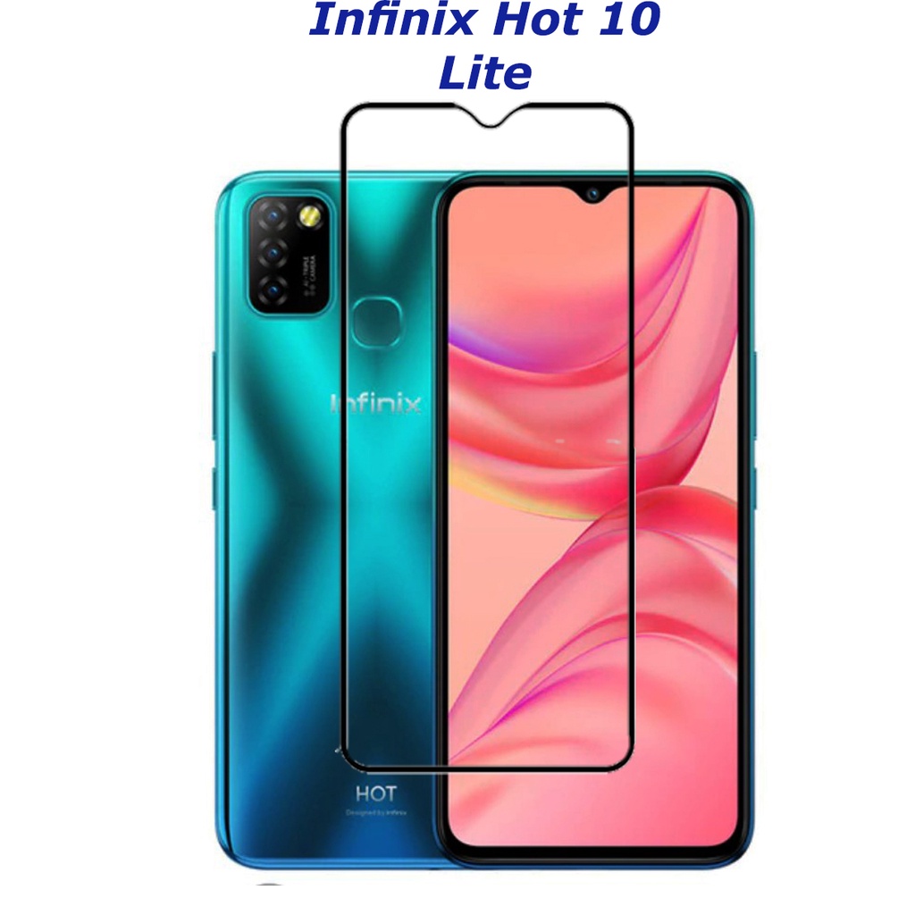 Tempered Glass Infinix Hot 10 Lite Full Cover Full Screen Protector Anti Gores