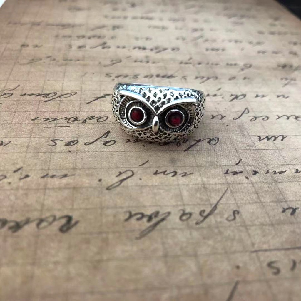 Cincin Desain Burung Hantu Gaya punk vintage hip hop Untuk Aksesoris Perhiasan